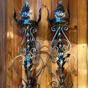Vintage Metal Gothic-Style Rustic Wall Mount Sconces Candle Holders *PlsRead